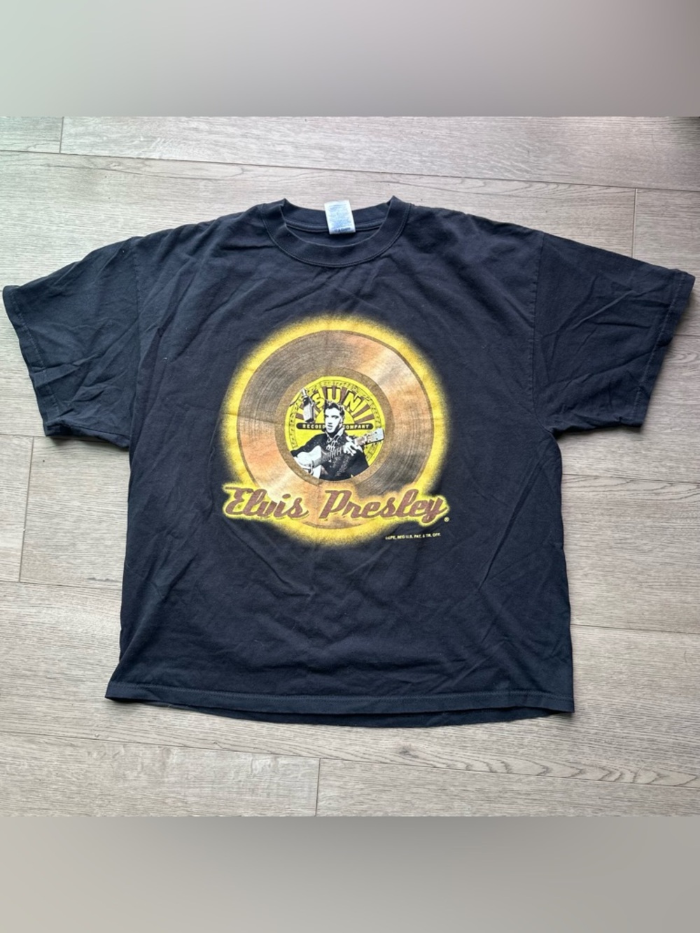 Elvis‎ Presley Sun Records Graphic T-Shirt Men’s XL Black Vintage Style Band Tee